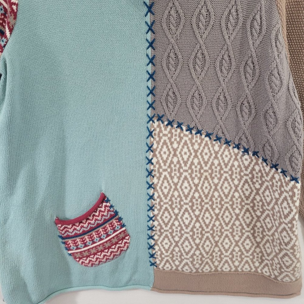 Coldwater Creek 2x Multicolor Patchwork Cowl Neck… - image 3